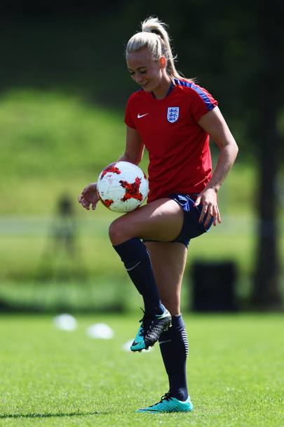 Campionato europeo di calcio femminile. Toni Duggan dell&#39;Inghilterra si allena. (Getty Images)